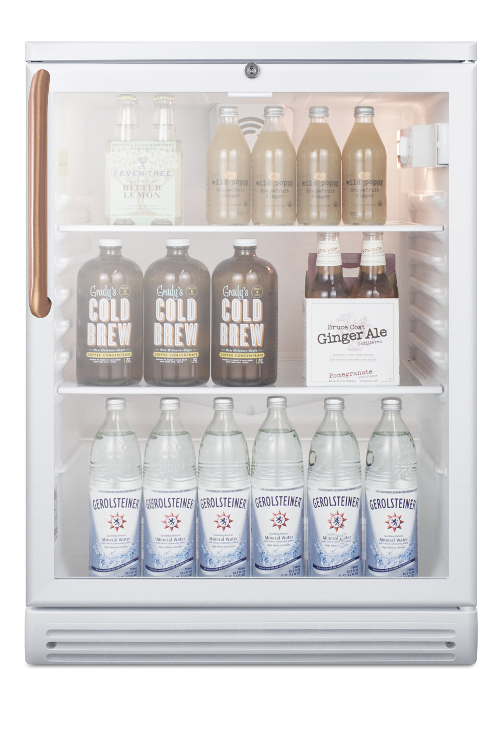 Commercially listed 5.5 cu.ft. counter height beverage center in a 24